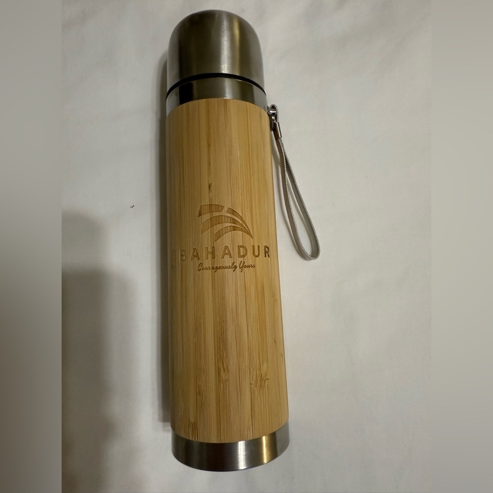 Bahadur Bamboo Thermos with Silver Lid